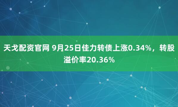 天戈配资官网 9月25日佳力转债上涨0.34%，转股溢价率20.36%