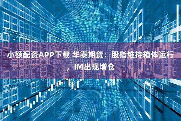 小额配资APP下载 华泰期货:股指维持箱体运行,IM出现增仓