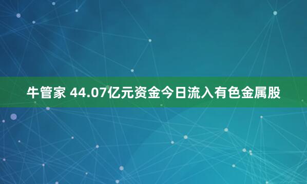 牛管家 44.07亿元资金今日流入有色金属股
