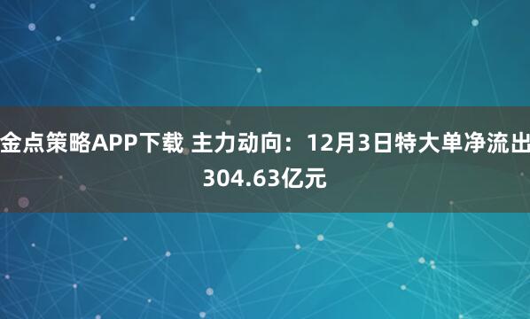 金点策略APP下载 主力动向:12月3日特大单净流出304.63亿元